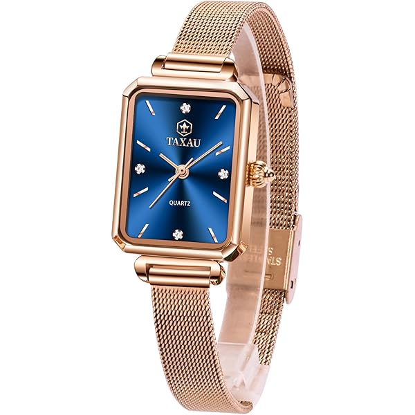 Rorios Damen Quarzuhr Rechteckig - Lederarmband Mit Diamanten Wasserfest