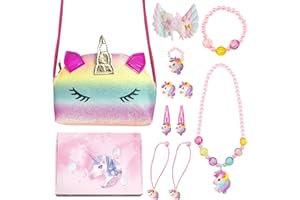 Giugio Regali unicorno per ragazze, regali 2 3 4 5 6 anni, set di gioielli per ragazze, con collane, bracciali, orecchini, forcine per capelli, anelli, ecc, set di gioielli per bambini, Set di
