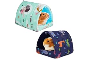 HOTUT Maison pour Cochon d'Inde, 2 Pieces Petits Animaux Couchages Hiver Cabane, Lits Grotte Chauds Petits, Confortable et Chaud, pour Lapin Nain Chinchilla Hérisson Cobayes Ecureuils