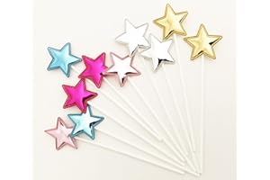 AILEXI Handmade 10 Counts Leather Reflective Glitter Cake Decorating Toppers for cake cupcake and icecream - 10 Multicolor Stars