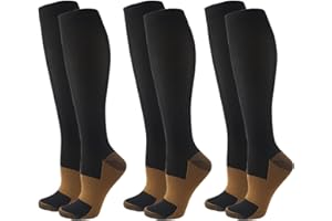 ATAN 3Pairs Copper Compression Pain Relief Socks for Men & Women | 20-30mmHg Full Coverage, Knee-High Support for Improved Circulation | Ideal for Sports, Travel, Nurses, Maternity & Recovery