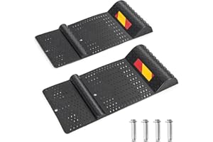TANGZON 2 Pack Car Parking Mat, Garage Wheel Stopper Parking Aid with Reflective Strips, 53cm x 25cm Adhesive Anti-Skid Parking Control Wheel Stops Block for Cars and Trucks