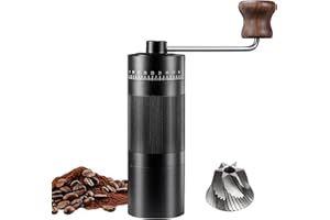 EUAKEE Molinillo Cafe Manual, Molino Cónico de Acero Inoxidable con 50 Niveles de Molienda Ajustable Molinillo de Café Espresso Sin Plástico con Mango de Madera para Uso en el Hogar, la Oficina y Viajes