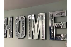 Touch of Vogue™ Mirrored Diamond HOME Letters Crushed Crystal Mirror Diamond Wall Art