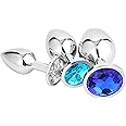 Belmalia 3X Metal Anal Plug | Butt Plug Ice Blue Crystal | Pure Pleasure in 3 Sizes for Women, Couples, Men | Anal Toy Set Silver