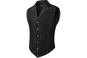 HISDERN Męska kamizelka Paisley, formalna kamizelka na wesele, imprezę, gotycka, steampunk, rewersy, kamizelka dla mężczyzn