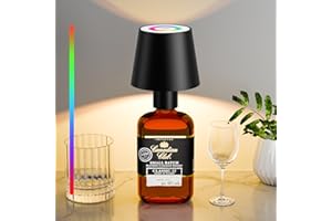 brightower LED Flaschenlampe mit RGB,5200mAh Touch Kabellose Flaschenleucht, IP54 stufenloses Dimmen Tischlampe für Restaurants im Innen- und Außenbereich, Bars, Schlafzimmer&Camping (black)