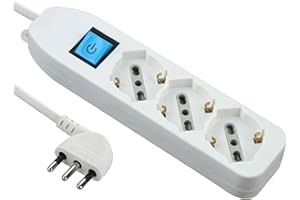 Electraline 62068 Multipresa tripla 3 posti polivalenti (schuko + 10/16A) con interruttore - cavo 1,5 m bianco
