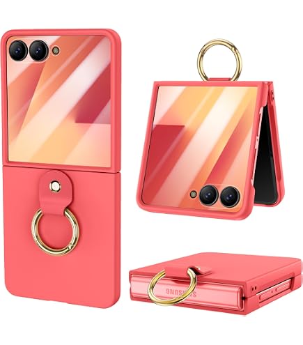 BENTOBEN Handyhülle Für Samsung Galaxy Z Flip 6 – Stoßfest, Mit Ring, Rosa-rot