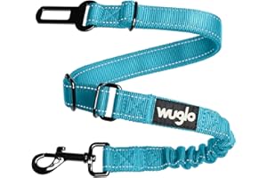 Wuglo Ceinture de Sécurité Chien en Voiture de 30 à 95 cm - Harnais de Voiture Élastique Robuste - Ceintures Durables avec Clip - Ceinture Chien Voiture Universelle (Bleu)