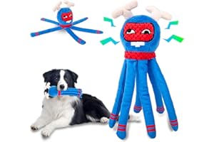 banpa Interactive Dog Toys for Boredom, Squeaky Dog Toy Soft Puppy Teething Toy, Anxiety-Relieving Octopus Small Dog Toys, Suitable for Small and Medium Dogs for Play and Training