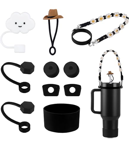 Accessori Per Stanley Cup - Kit Con 10 Pezzi: Tappi Antigoccia, Copricannuccia, Stivale In Silicone - Decorazioni Personalizzate