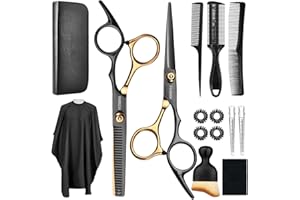 FATHBOOD Haarschere Set, 15 Stücke Friseurschere Set Friseurscheren Profi 6,7 Zoll Haarschneideschere Hohe Qualität 440C Delstahl Haarschneide Set für Damen Herren Kinder Familie Friseursalon