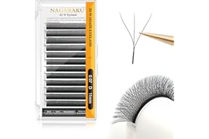 NAGARAKU 3D Estensioni Delle Ciglia Tessuto a Mano Volume Predefinito W Forma Risparmio di Tempo Premade Fan Eyelash Extension Russian Volume Ventole Ciglia Estensioni (0.07mm D 11mm Nero)