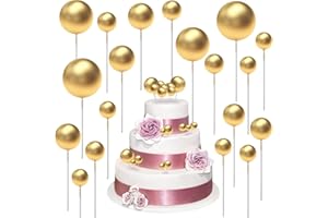 ZONON 40 Pezzi Topper Decorazione Torta Sfera in Schiuma Cupcake Palline per Valentine Compleanno Nozze Festa Baby Shower (Oro)