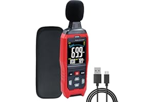 DANOPLUS Sound Level Meter Data Logger Decibel Meter with Record Function, Portable Noise Meter 30~130dB Sound Meter A/C/Z Weighting Noise Testing with Audible Visual&Alarm, Temperatue, Analog Bar Indicator
