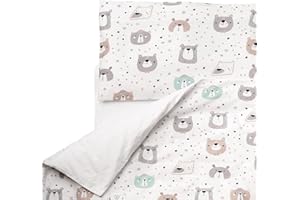 FlyIdeas Juego de Ropa de Cama para Bebés 2 Piezas, Funda Nordica 120x150 cm y Funda de Almohada 40x60 cm 100% Algodon Certificado, Hecho in EU