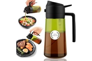 Vokzois Spruzzino Olio e Dosatore Olio, 470ml Spruzzino Olio per Friggitrice aria, Spruzzino Olio Nebulizzatore Vetro, Bottiglia di Olio d'oliva in Vetro per Cucina, Insalata e Barbecue