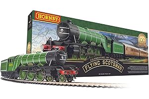 Hornby Train Set - R1255M Flying Scotsman Analogue OO Gauge Locomotives Model Railway Sets, Starter Electric Locomotive Kits - Miniature Steam Engine Building Kits, 1:76 Scale Model Train Gifts