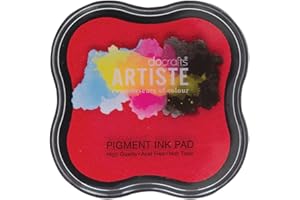 DOCRAFTS ARTISTE Artiste Pigment Red Ink Pad for Stamping, Adhering Embossing Powders, Crafting Supplies, Highly Pigmented, for Use with Clear Stamps, Rubber Stamps, Ink Pads are Safe Non-Toxic Acid-Free