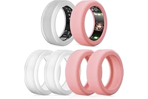 Polyjoy Lot de 6 coques de protection intelligentes compatibles avec Oura Ring Gen 3, anti-chute, élastique, en silicone, accessoire pour Oura Ring Workout (transparent, 3 + rose, S pour 6 à 10)