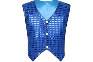 Freebily Gilet Paillettes Bambino Paillettes Costume Danza Moderna Jazz Hip Hop Ballo Strada Smanicato Leggero per Performance Costume Carnevale Bambino Divertenti