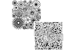 The Crafters Workshop Reusable Stencils for Crafts, Art, Journaling, Scrapbooking, Card Making, Airbrushing, Painting or Mixed Media, 2 Pk, 6" x 6", Flower Frenzy/Swirly Garden