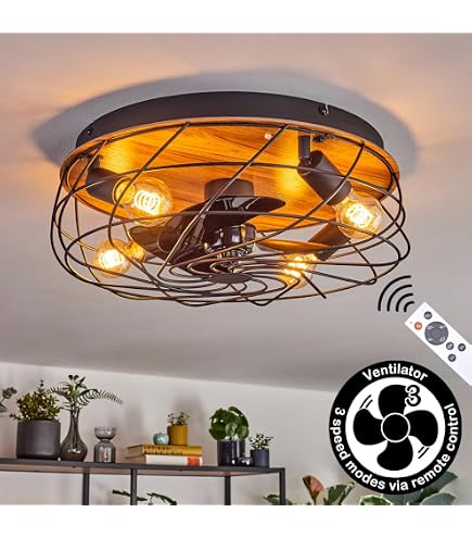 Produktbild von Depuley Caged Deckenventilator Mit Licht 20 Zoll Test: Das Rustikale Multitalent Fur Jedes Zuhause
