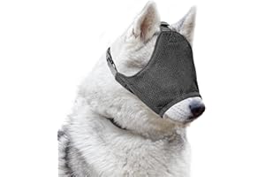 OHCOZZY Bozal para Perro, Máscara de Ojos para Perro con Tejido Suave y Flexible, Gorro Calmante para Mascotas, Ansiedad y Mareos en el Coche,M,Negro