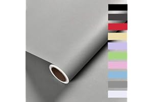 Auckpure Sticky Back Plastic Roll Self Adhesive Wallpaper, (0.4X 3.5M) Contact Paper, Self Adhesive Vinyl Wrap, Frosted Thickened Waterproof Wall Paper, for Furniture Wall Door Stickers Light Grey
