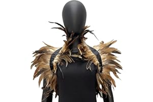 HPYSHP Feather Cape Costume Accessory,Womens Girls Gothic Lacing Shawl Shrug Collar Realistic Feather Cloak Fancy Dress Outfit for Halloween Cosplay Christmas Party Supplies (Brown)