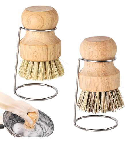 Sansheng 2-Pack Bamboo Wok & Pot Brush Set – Wooden Cleaning Brushes For Cookware