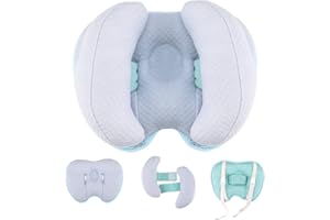 Blublu Park Upgraded 2 in 1 Baby Travel Pillow, Adjustable Banana Shape Baby Neck Head Support Pillow Stroller Insert Cushion for Kids, Toddler, Blue