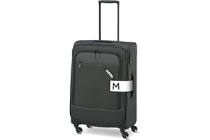 paklite Reisekoffer 4 Rollen, Weichschalen Rollkoffer mittelgroß, erweiterbar, DERBY, Stilvoller Trolley mit Dehnfalte, TSA Schloss, 66 cm, 69 - 79 Liter