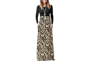 AUSELILY Women Long Sleeve Loose Plain Plus Size Maxi Dresses Casual Long Dresses with Pockets