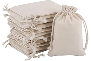 KUOU 12Pcs Burlap Hessian Bags, 12x17cm(4.72 x 6.7inch) Reusable Small Canvas Drawstring Bags for Halloween Wedding Party Valentine's Christmas