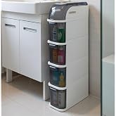 Pro Slim Tekerlekli Dolap, 4 &Ccedil;ekmeceli Banyo Mutfak Organizer, 95x20x38.5 cm