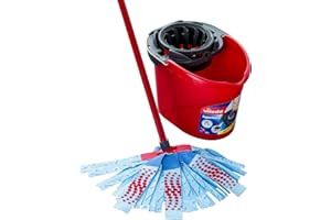 Vileda SuperMocio Sistema, Sistema Lavapavimenti, Set Con Strizzatore Torsion Power,1 Fiocco 3Action XL, 1 Manico 3 pezzi, ‎Rosso, 45 x 33 x 32cm
