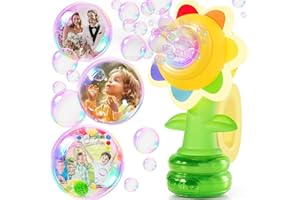 GUIRFLY1N1 Bubble Machine for Kids, Automatic Rechargeable Bubble Machine Toy with Colorful Lighting, Fun Swing Dance Sunflower Bubble Machine for Outdoor Play, Baby Children Party Favors & Gifts