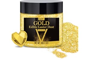 VIVIDYE Edible Glitter - 30g / 1oz Luster Dust Edible Glimmer Powder for Sparkling Drinks, Foods, Wine, Cake - Food Grade Shimmer Dust Powder for Baking, Beverage, Cookies Decoration (Gold)