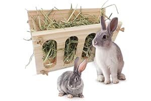 XYJJ Mangiatoia per Fieno, Mangiatoia per Fieno per Conigli, Mangiatoia per Conigli, Mangiatoia per Fieno in Legno, Dispenser per Fieno, per Conigli Cavie Cincillà Piccoli Animali Alimentazione Fien