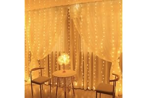 MUSUNIA light chain rideau lumineux intérieur USB 2x2m 200led chaîne lumineuse, 10 crochets fenêtre rideau lumineux pour chambre à coucher fenêtre partie (blanc chaud)