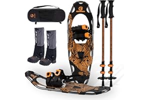 G2 GO2GETHER G2 21/25/30 Inches Light Weight Snowshoes for Women Men Youth, Set with Trekking Poles, Tote Bag, Gaiters,Special Fast Ratchet Binding, Orang/Blue/Red Available