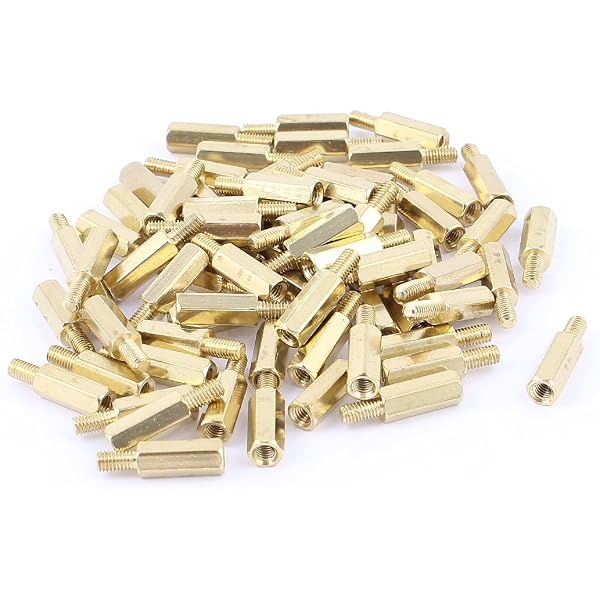 50-Pack M2 & M2.5 Brass Standoff Spacers – Female-to-Female Hexagonal Hollow Pillars, Various Lengths Available