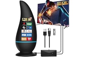 AQUARIO Indoor TV Aerial - Freeview Antenna with Signal Booster, Magnetic Base, Portable Design for 4K/1080P HD Channels