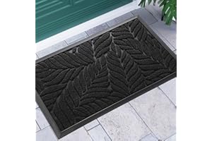 Yimobra Door Mats Outdoor Indoor, Heavy Duty Non Slip Welcome Mats for Front Door, Easy Clean Outside Doormats for Outdoor Entrance Home Entry Mat, Patio Waterpoor Rubber, 75x43 cm, Black