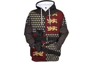 UYECOS Historical Hoodie Revolutionary War Uniform Costume 3D Printed Army Jacket Halloween Costume