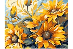 luckyarina Malen Nach Zahlen Erwachsene Sonnenblume-Blume Malen Nach Zahlen Erwachsene Leinwand,Sonnenblumen Paint by Numbers Adult DIY für Geschenk Home Wand Décor 30x40cm