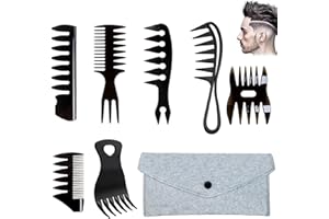 PKCHYE 8 Pcs Pettine Capelli Uomo Pettine Denti Larghi Set Pettini Per Lo Styling Per Uomo Professionale Antistatico Multifunzionali Pettini Per Lo Styling Dei Capelli Olio Ottimo Per Tutti i Tipi Di Capelli