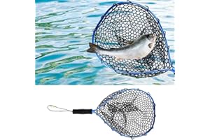 Gcroet Pesca Neta de Pesca con Mosca Troucha de Aterrizaje Neto Neta Neta Neta de Aterrizaje de Carpas Pesca Nets de Aluminio de Aluminio Dip de Goma de Aluminio Neta Azul Azulado